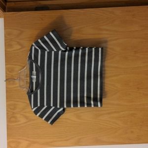 Grey and White Striped Crop Top M